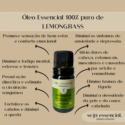 Óleo essencial de lemongrass 10 ml | Seja Essencial