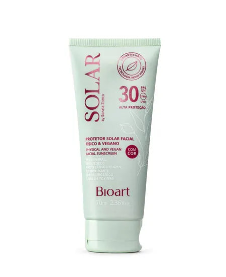 Protetor facial com cor natural e vegano FPS 30 70 ml Bioart